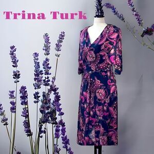 TRINA TURK NWT PAISLEY PRINTED MATTE JERSEY DRESS SIZE 2